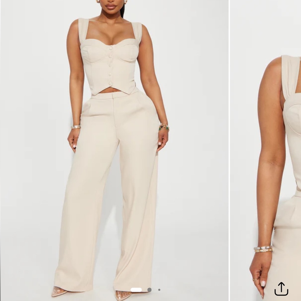 Women's Cream Peyton Pant two piece set